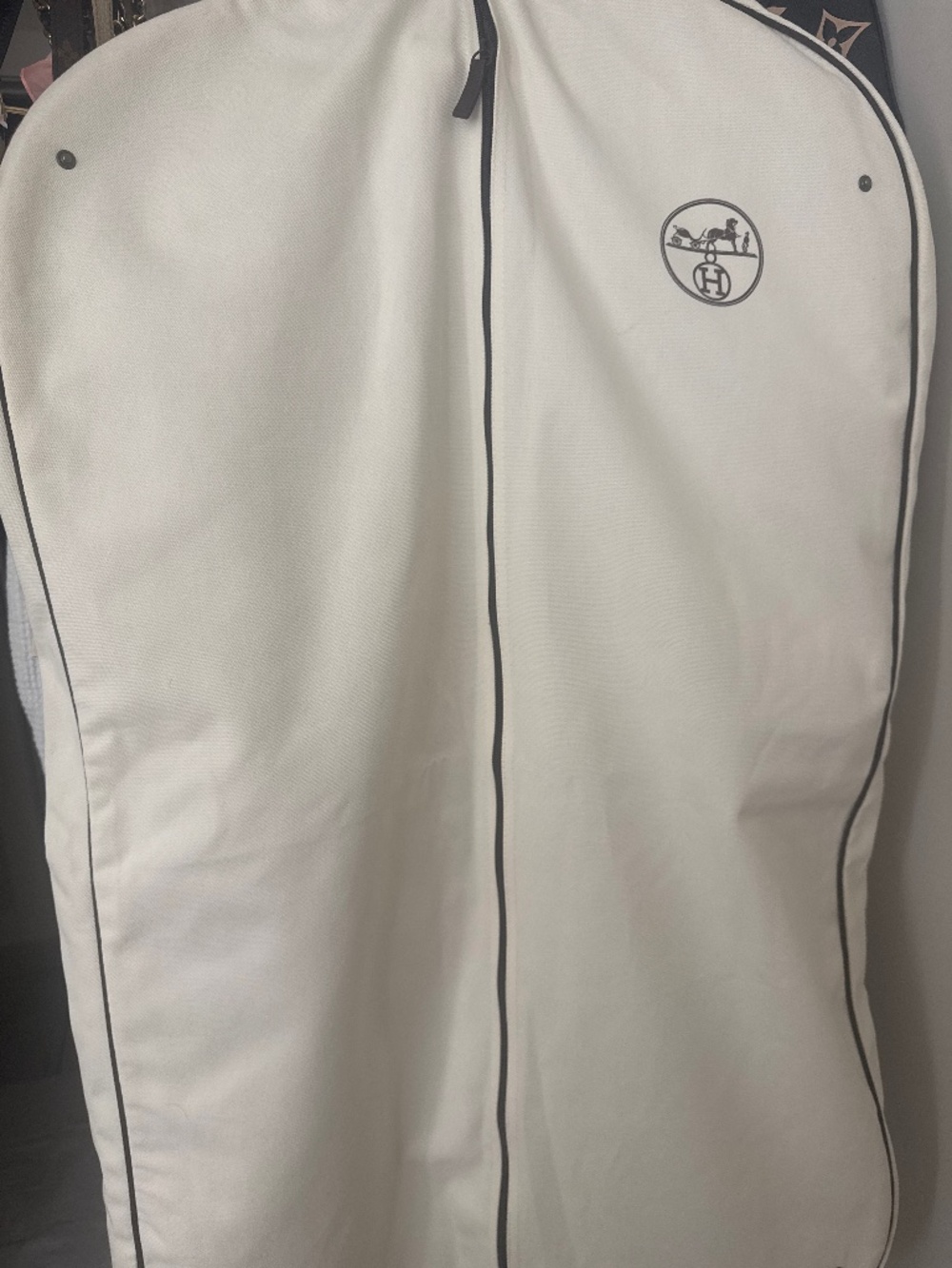 Authentic Hermes Garment Bag Heavy Duty, with Snaps, Cream/Off White